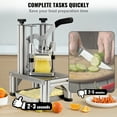 thumbnail image 6 of VEVOR Commercial French Fry Cutter with 4 Replacement Blades, 1/4in and 3/8in Blade Easy Dicer Chopper, 6-Wedge Slicer and 6Wedge Apple Corer, Lemon Potato Cutter for French Fries with Extended Handle, 6 of 12