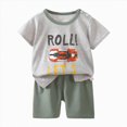 thumbnail image 2 of Toddler Baby Girl Boy Summer Clothes 2pcs Outfit Graphic Short Sleeve Cotton T-Shirt Top Pull on Shorts Set Pockets Kaprioy Toddler Girl Clothes 6 9 18 24 Months 2T 3T 4T 5T 6T, 2 of 4