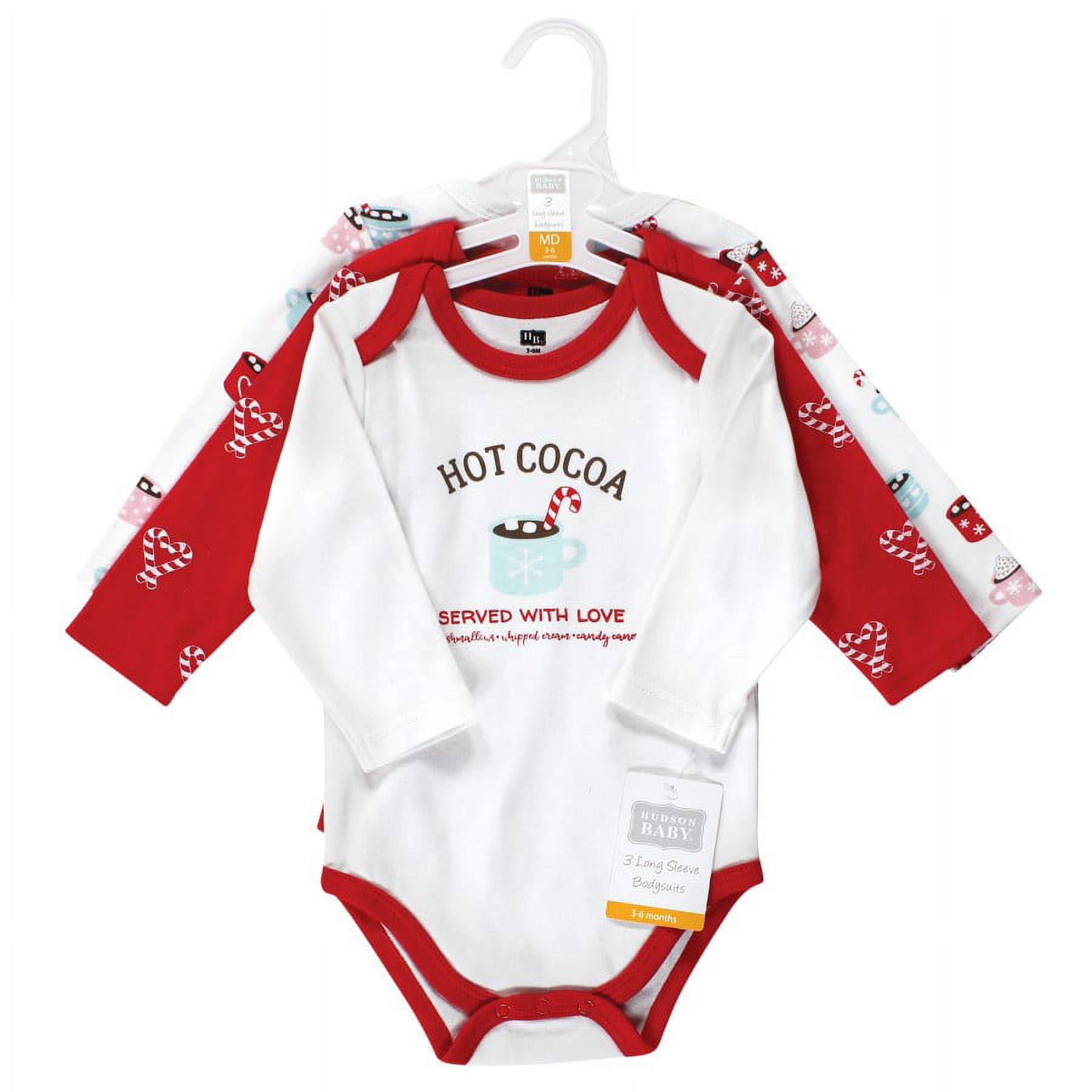 Hudson Baby Girl Cotton Long Sleeve Bodysuits, 3-Pack, Sizes Newborn-24 Months
