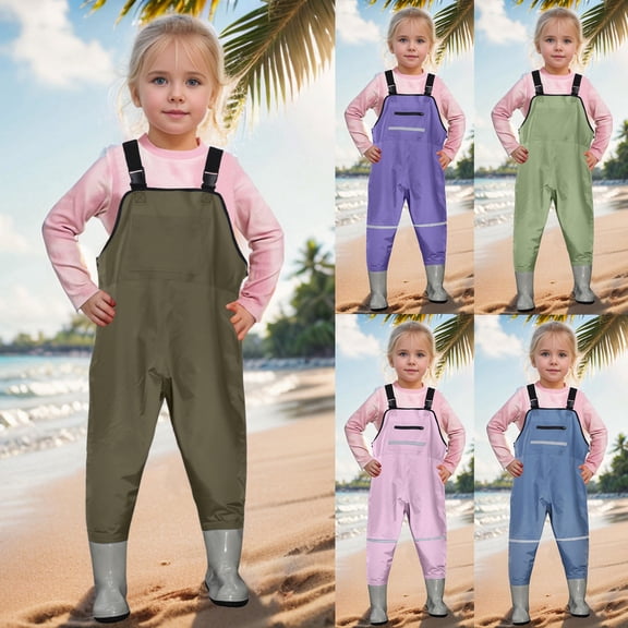 RTKFRFLM Kids Waterproof Fishing Waders Lightweight Durable Nylon Chest Waders for Play Khaki 2-3 Years