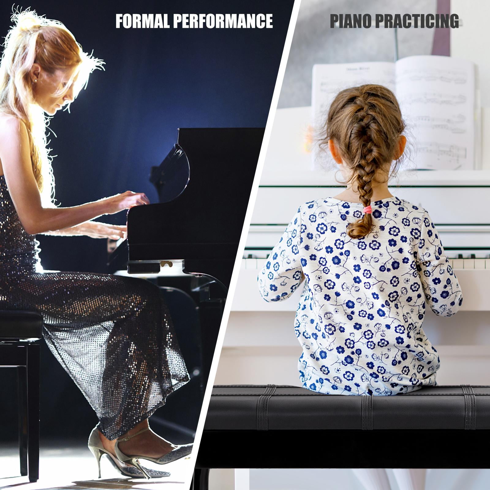Giantex Piano Bench Stool, Heavy Duty Piano Duet Seat w/Padded Cushion, Music Storag & Solid Wooden Legs, Black
