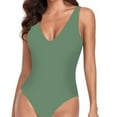thumbnail image 5 of Ayolanni Women's Swimsuits Green Deep V-Neck Graphic Wetsuit One-Piece Swimsuits Pre Teen Swimwear L, 5 of 6