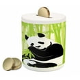 thumbnail image 1 of Panda Piggy Bank, Panda Bear in Bamboo Forest Jungle Oriental Nature Wildlife Tropic Cartoon Art, Ceramic Coin Bank Money Box for Cash Saving, 3.6" X 3.2", Lime Black White, by Ambesonne, 1 of 4