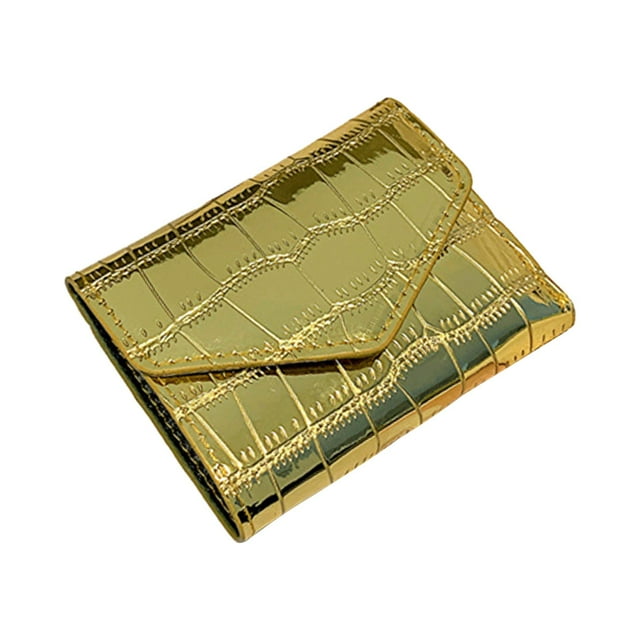 Tarjetero para tarjetas de crédito, minicartera corta plegable con ventana de identificación, monedero de viaje pequeño, estuche para tarjetas, bolso Oro