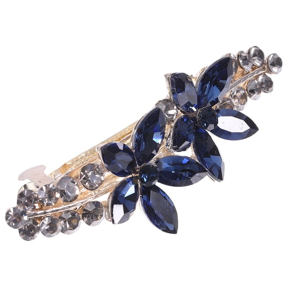 LOLIPPYY Navy Rhinestone Flower Hair Clip for Women, Comfortable Decorative Accessory, Ideal for Any Occasion, 3.15 Inches
