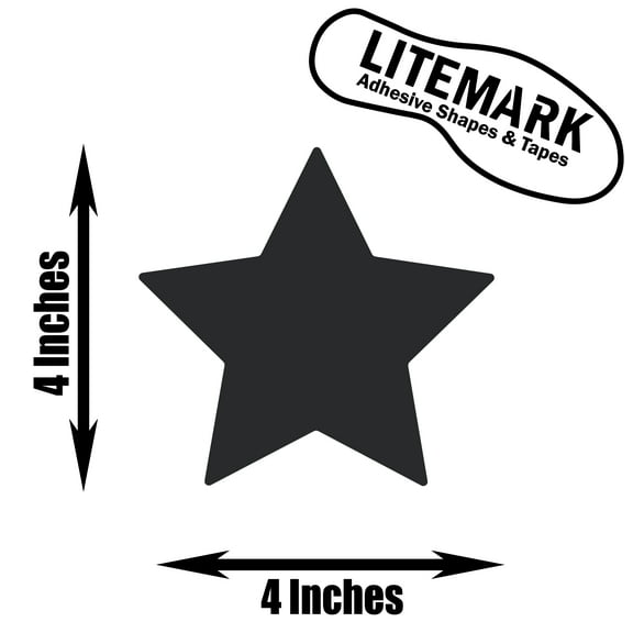 LiteMark Removable Black 4 Inch Star Decals - Pack of 12