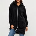 thumbnail image 4 of cocolona Long Fleece Jacket for Women Double-Sided Fuzzy Long Sleeve Outerwear Hooded Zipper Fall Winter Long Coat with Pocket, 4 of 6