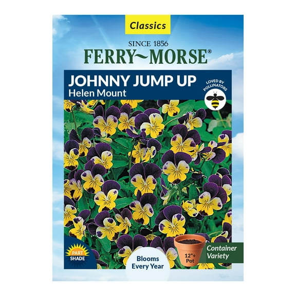 Ferry-Morse 135MG Johnny Jump Up Viola Helen Mount Perennial Flower Seeds, Full Sun