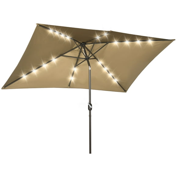 Outsunny Parasol de Patio Rectangulaire Parasol de Marché Extérieur (Café Clair)