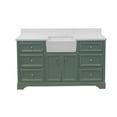 thumbnail image 3 of Zelda 60" Single Farmhouse Bathroom Vanity with Sage Green Cabinet and Quartz Top, 3 of 7
