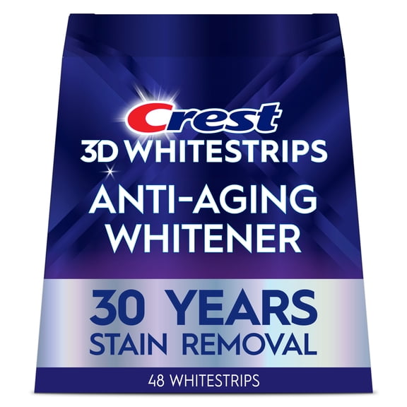 Crest 3DWhitestrips Anti-Aging Whitener At-Home Teeth Whitening Kit, 24 Treatments, 18 Levels Whiter