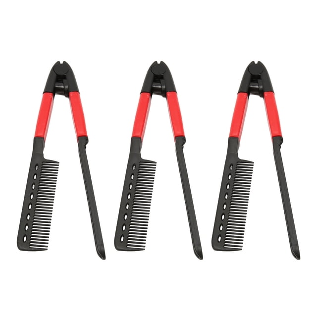 Hair Straightening Comb, Safe Rounded Comb Teeth 3Pcs V Shaped Styling Hair Comb for Knotty Hair