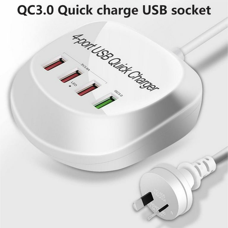 USB Charging Station, 4 Port USB Charging Hub with Extension Cord, USB  Charger for Multiple Devices, Compatible with iPhone,iPad,iPod,Samsung  Galaxy,LG,HTC,Apple Watch,Earphones 