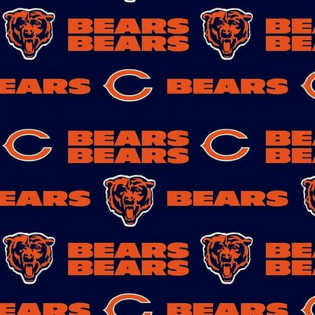 NFL Chicago Bears 58" 100% Cotton Sports Logo Craft Fabric By the Yard, Blue and Orange