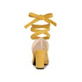 thumbnail image 2 of BLISSFUL STEP Women's Mesh Block Heeled Lace Up Sandals Yellow 7, 2 of 8