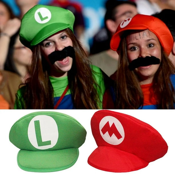 Gorro de dibujos animados de Super Mario Bros para niños y adultos, gorro de Cosplay de Luigi, juego clásico, figura de Anime, ropa divertida de Halloween, regalos de fiesta1121