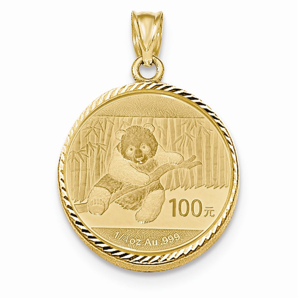 Pendant Coin Holder 14K Yellow Gold Diamondcut Prong Bezel 1/4 oz