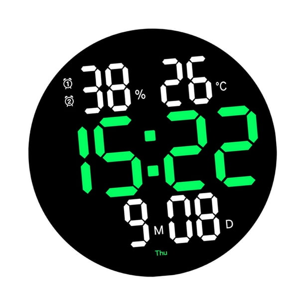 Reloj electrónico LED Reloj de pared circular digital para regalo de decoración Verde Gloria Reloj digital