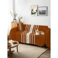 thumbnail image 3 of Burnt Orange Beige Striped Sofa Covers for 2-3 Cushion Couch L-Shaped Sectional, Modern Farmhouse Retro Lines Washable Sofa Covers Slipcover for Living Room Furniture, Couch Cover Blanket 71"x134", 3 of 9