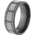 thumbnail image 2 of 8mm Flat Black Zirconium Ring with Movie Film Lasered Around the Ring, 2 of 3