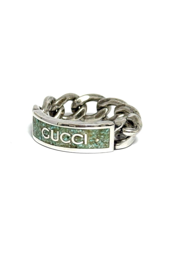 Pre-Owned Gucci Men's Gourmet Chain Ring, 925 Silver (Good)
