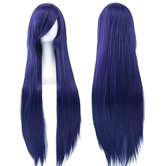 Firefly Hope 80cm Long Straight Synthetic Wig with Bangs, Colorful Style for Party (Dark Blue)