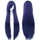 thumbnail image 1 of Zhuge Pelucas de cabello natural liso de 80 cm de largo con flequillo para cosplay, peluca colorida para fiesta de disfraces de Halloween para niña (azul oscuro), 1 of 5