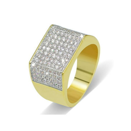 1 Pcs Fashion Diamond Gold Plated Ring Hip Hop Gangster Jewelry 4 Size
