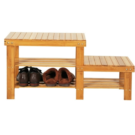 Shoe Rack For Home 90cm Strip Pattern Tiers Bamboo Stool Shoe