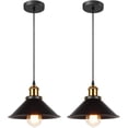 thumbnail image 1 of 2X Lámpara colgante retro de diseño industrial, lámpara de techo Edison, lámpara colgante de metal E27, 22 cm (paquete de 2 en negro), 1 of 5