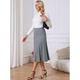 thumbnail image 4 of DARING DIVA Women's Pleated High Waist A Line Knit Midi Skirt L Light Grey, 4 of 7