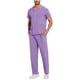 thumbnail image 2 of Ceisia Men's Solid Color V-Neck Nurse Uniform Set, Short Sleeve Scrub Top with Elastic Waist Pants for Healthcare Professionals Purple M Gifts, 2 of 7