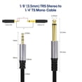thumbnail image 3 of 3.5mm 1/8" Male to 6.35mm 1/4" Male TRS Stereo Audio Cable for Amplifier Guitar （1m/3.2ft）, 3 of 6
