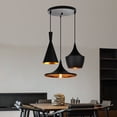 thumbnail image 2 of Matte Black Pendant Light for Living Spaces, Industrial Design with Easy Installation and Adjustable Height, Features Vintage Brass Interior and Multiple Teardrop-Shaped Shades, 2 of 5