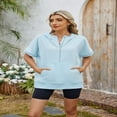 thumbnail image 5 of LYMAYTER Women Hoodies Short Sleeve Loose Oversized Half Zip Casual Sweatshirts with Pockets for S-2XL, 5 of 10