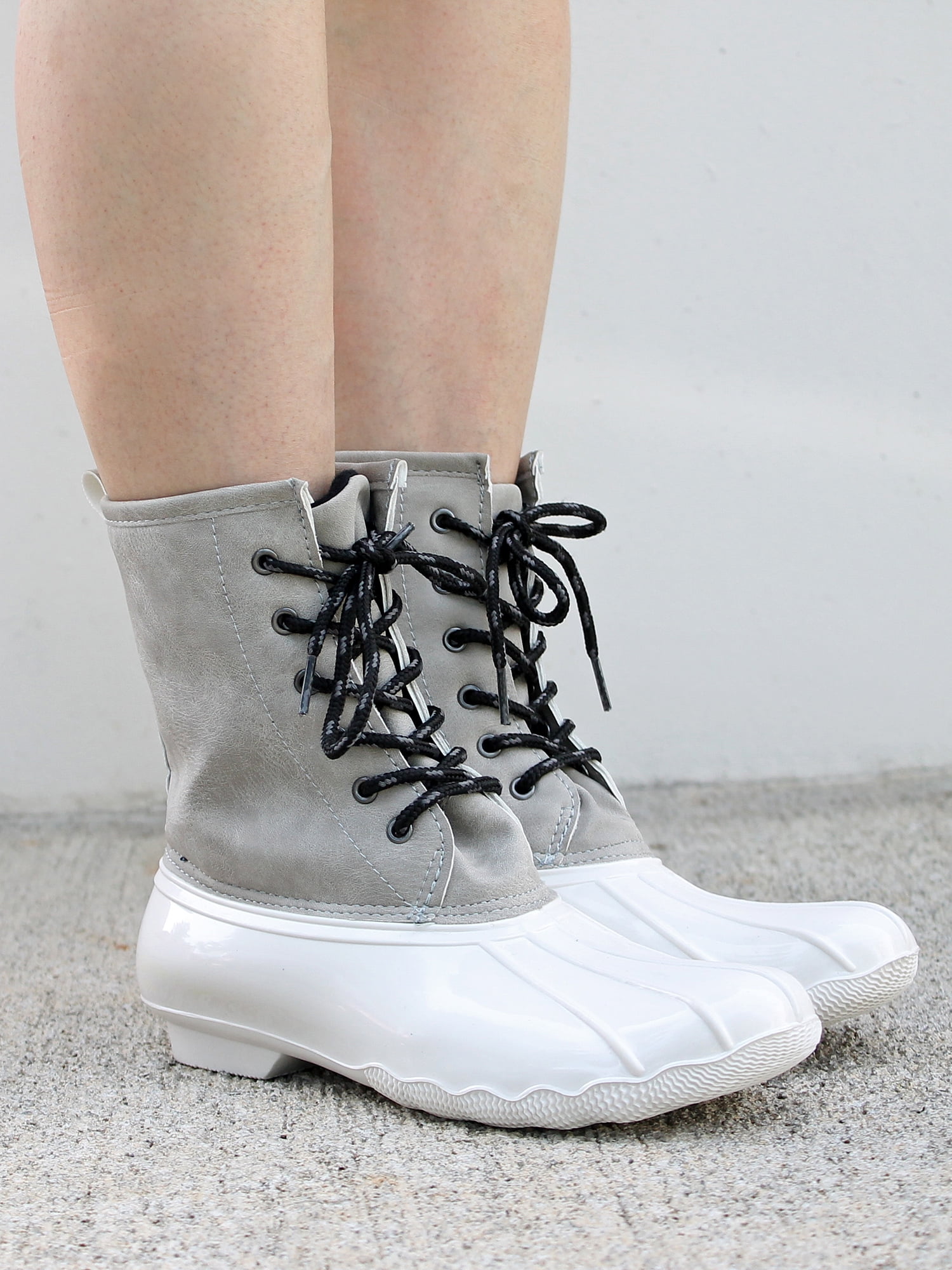 Instant Lace Up Women s Duck Boots in Grey Walmart