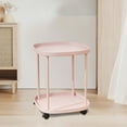 thumbnail image 3 of WKSCLPAI Movable Shelf With Wheels Storage Shelf,Home Coffee Table,Livingroom Cart Table,Multi-purpose Shelving Unit with 2-Tair Storage Space,Pink, 3 of 5