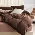 thumbnail image 6 of Jersey Knit Duvet Cover Set 100% T-Shirt Cotton Super Soft Comfy 3pc Bedding Set with Zipper Closure (Petal Pink/Dark Brown, Queen, 90"X90"), 6 of 7
