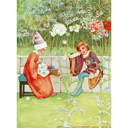 Illustration to the poem Love Story from the book Childhood by Millicent and Githa Sowerby published 1907 Poster Print by Hilary Jane Morgan  Design