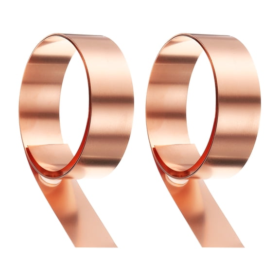 Uxcell 2pcs Copper Sheet Roll 0.4mm Thick Copper Flashing Strip (0.8" Width x 3.28ft)