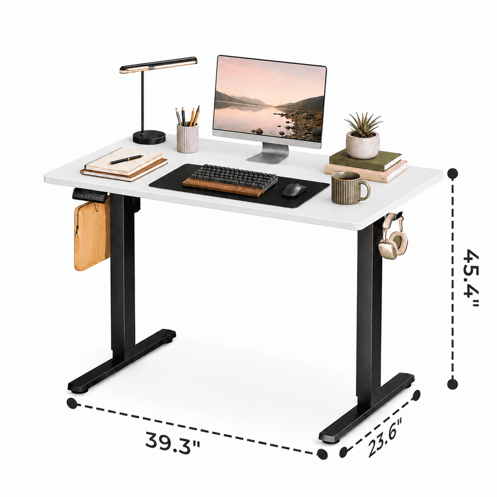 Alvantor Standing Desk, 28.7''- 48'' Height Electric Height Adjustable Home Office Desk with 3 Memory Presets, Sit and Stand Up, T-Shaped Frame