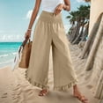 thumbnail image 5 of Weiqiqre Summer Pants for Women Wide Leg Pants High Waisted Elastic Waistband Palazzo Pants Flare Yoga Pants Soft Pilates Pants, 5 of 9