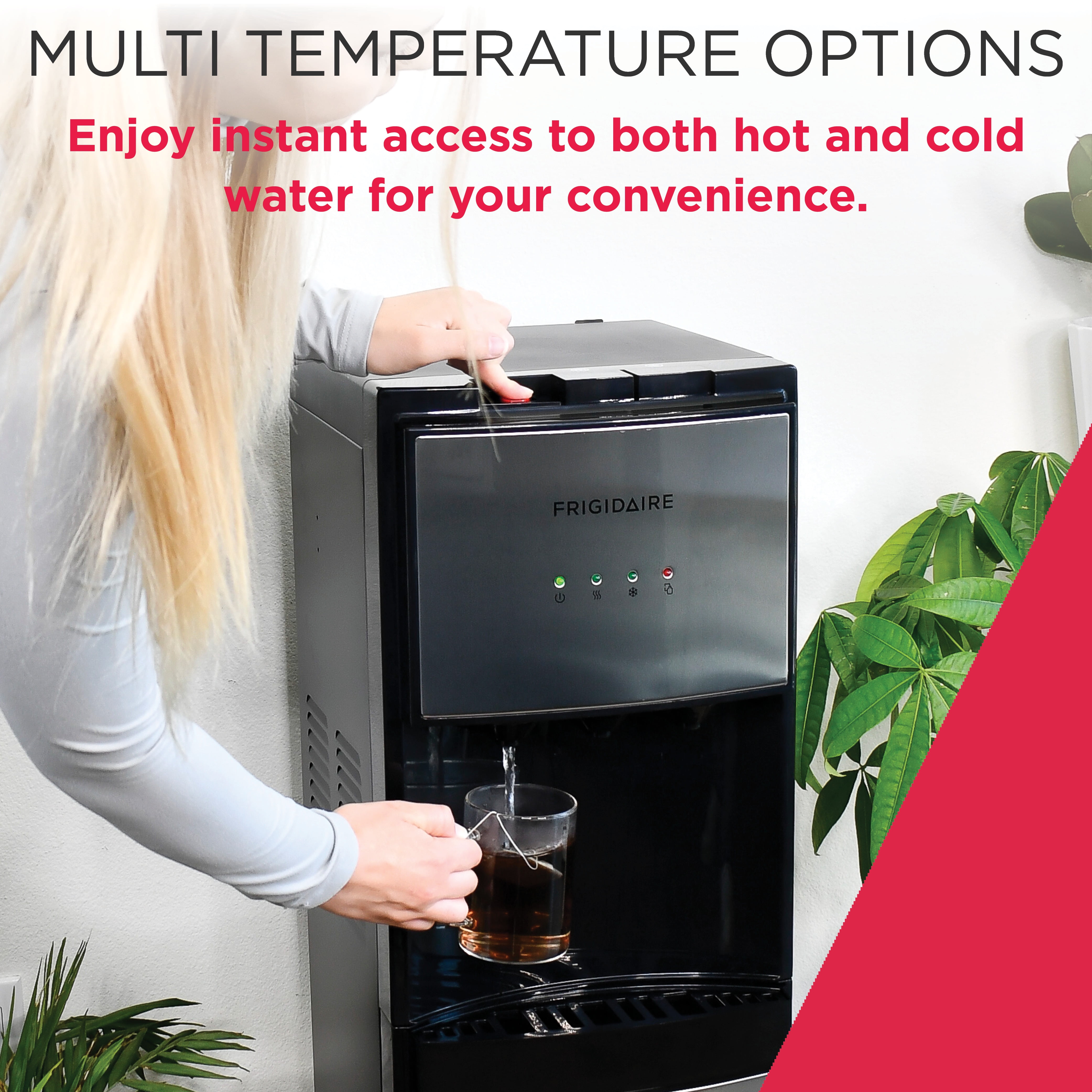 Frigidaire 5 Gallon Bottom Loading Hot and Cold Water Cooler Dispenser, Stainless Steel, EFWC505