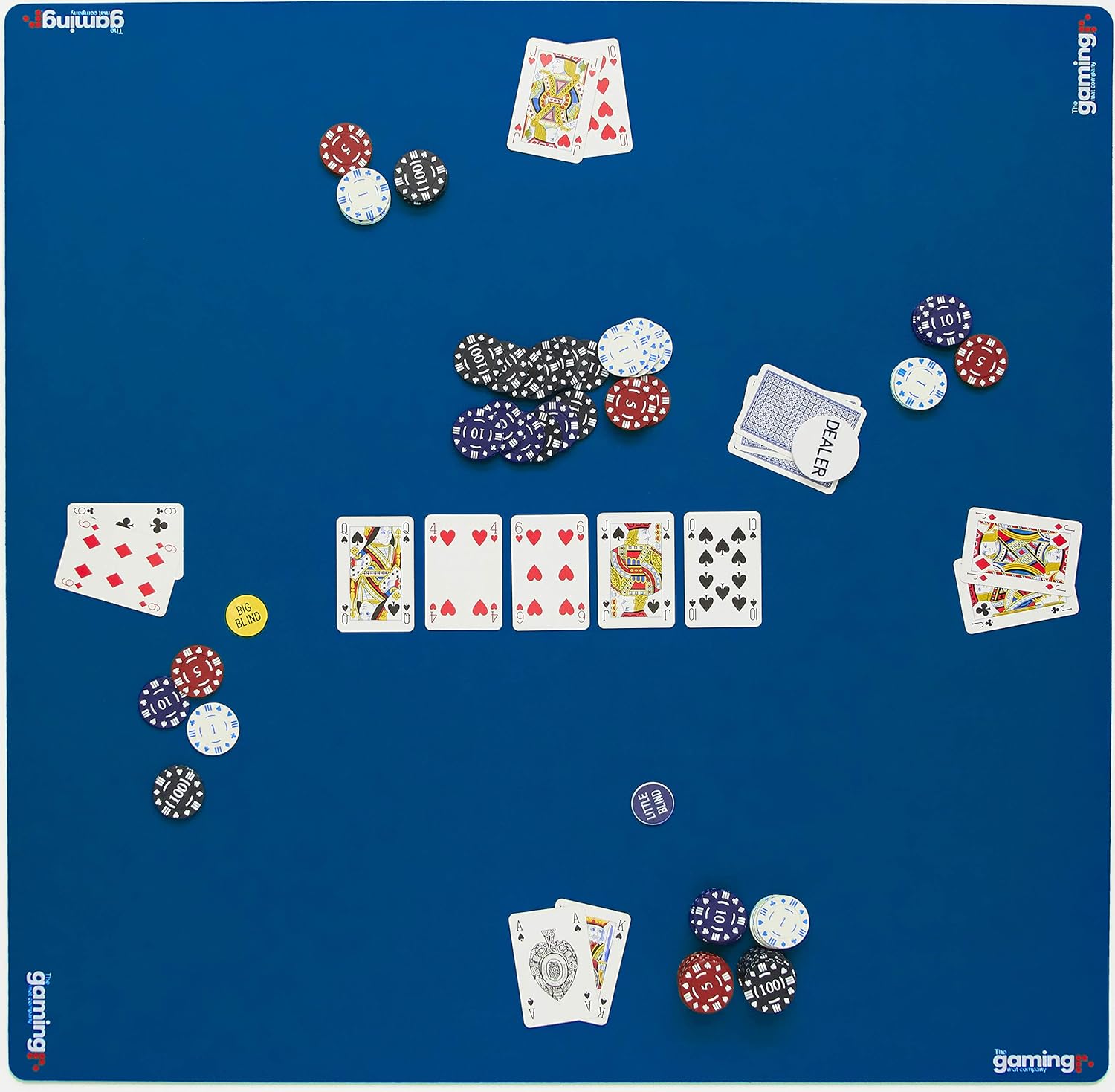GMC Deluxe Heavyweight Game Mat - Anti Slip Noise Reduction Rubber Playmat - Mahjong, Dominoes & Poker Card Gaming Mat - Water ResistantGaming Tabletop Cover (33 X 33 Inches) - Blue