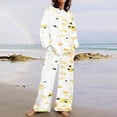 thumbnail image 1 of Puntoco Traje De Pantalón Y top De Cuello Redondo De Manga Larga Con Estampado Informal De Verano Para Mujer Amarillo Xxxl, 1 of 5