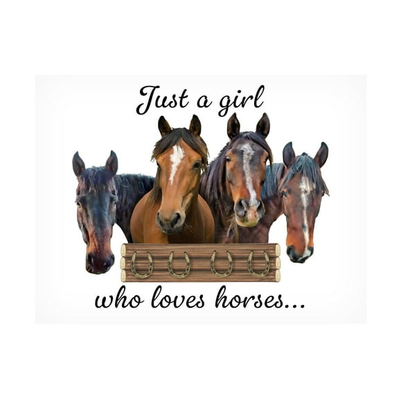 Canvas Wall Art - Jean Plout 'Just A Girl Who Loves Horses B' Wall Art for Living Room, Bedroom, or Office Décor by Trademark Fine Art - 19 x 14 Inches