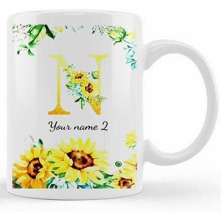 

Initial Name Coffee Mug Sunflower Ceramic Mug For Couple Happy Valentine s Day Wedding Gift Ceramic Novelty Coffee Mug Tea Cup Gift Present For Birthday