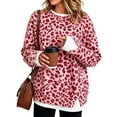 thumbnail image 2 of Crew Neck Sweatshirts Women Oversized Fall French Terry Layered Pullover Sweatshirt Fake Two‑Piece Tops Pullover Casual Split Hem Top, 2 of 4
