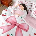 thumbnail image 4 of Castle Fairy Teens Cute Ribbon Bow Bedding Comforter Set,Love Heart Queen Bedding Sets, 4 of 8