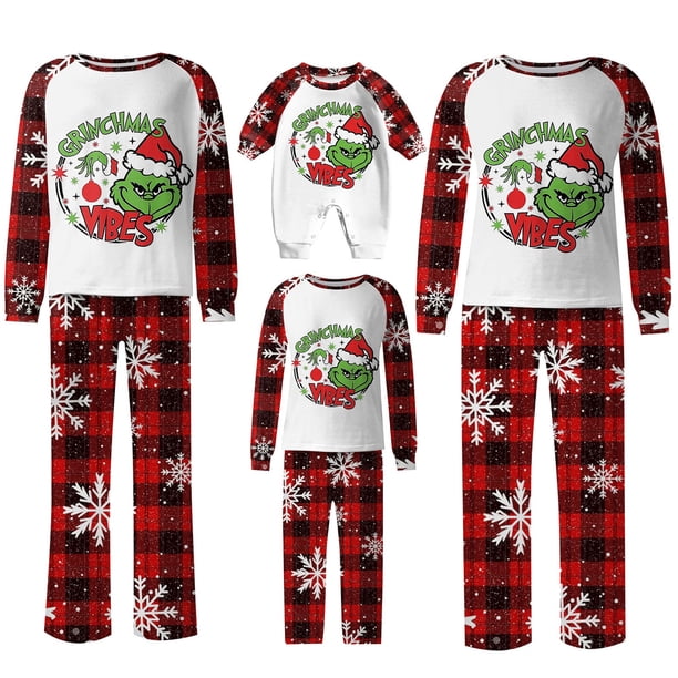 Pijamas navideños a juego Grinch - TKing Fashion 2024 Nuevos conjuntos de pijamas navideños familiares a juego Grinch, pijamas navideños navideños para parejas, adultos y niños, 10 Años